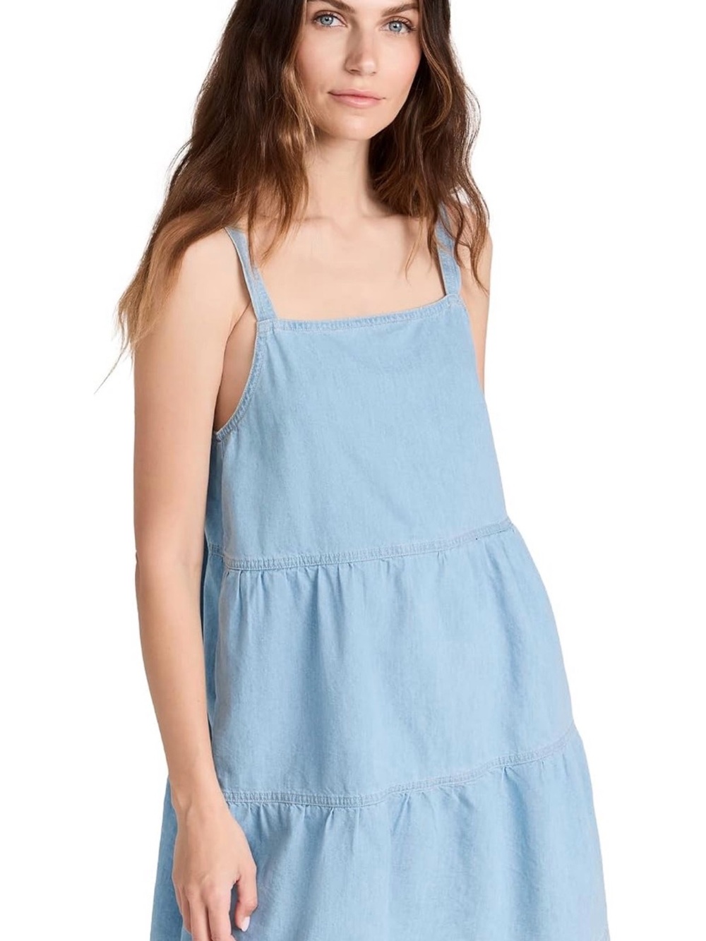 Light Blue Sleeveless Tiered Summer Dress